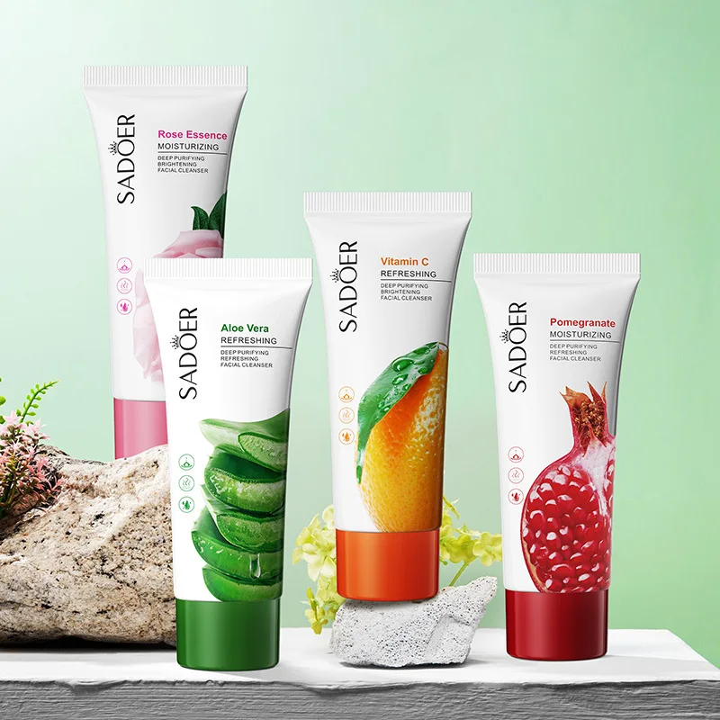 [Cosmetic] Face Cleanser Skin Care Facial Foam Cleansing Wash for Women Female Moisturizing Shrink Pores Oil Control Whitening Products FOUR OPTIONS: 1. ALOE VERA : Moisturizing and not tight, can replenish skin moisture, deeply moisturize and lock water, smooth and moisturize skin 2. ROSE EXTRACT: make tender skin, rose flower extract has moisturizing effect, can clean and moisturize 3. SWEET POMEGRANATE: Helps cleanse skin oils, isolates dirt, moisturizes and cares for the skin 4. CITRU: clean the skin, enjoy the fruity taste while cleansing the face SPECIFICIATION: 100g